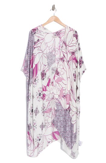 La Fiorentina Abstract Ruana In Purple