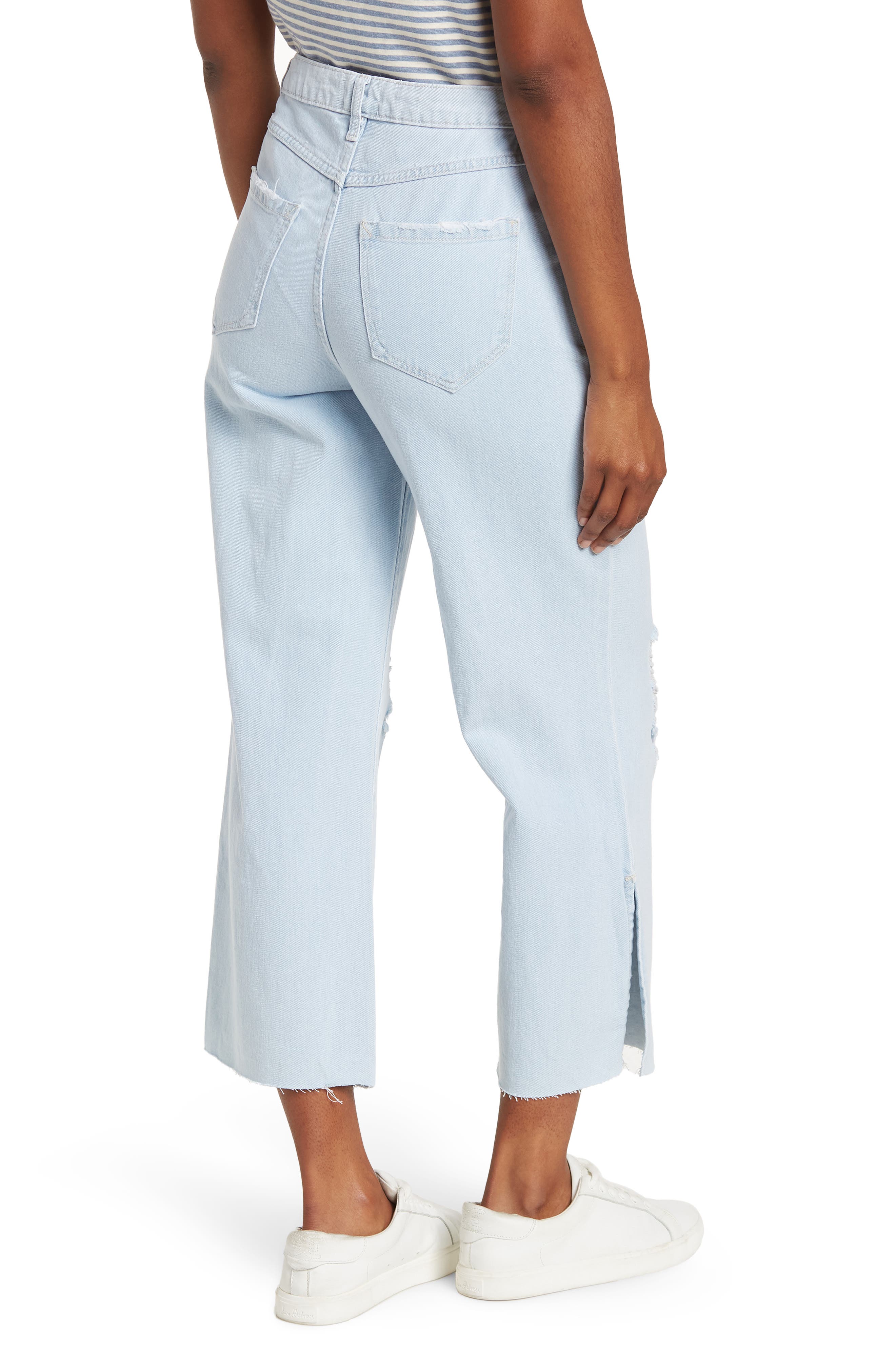 kensie High Rise Wide Leg Raw Denim 