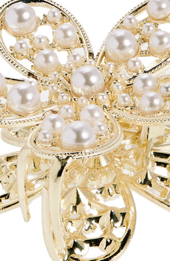 Shop Tasha Imitation Pearl Flower Claw Clip In Gold