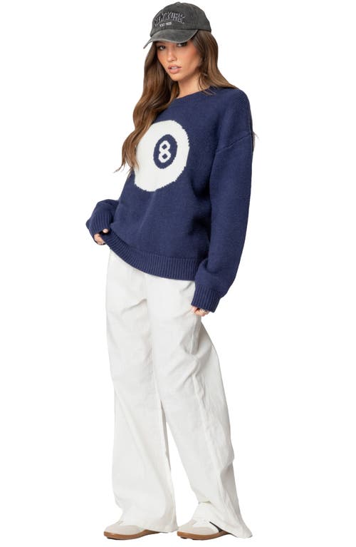Shop Edikted Magic 8 Oversize Sweater In Navy
