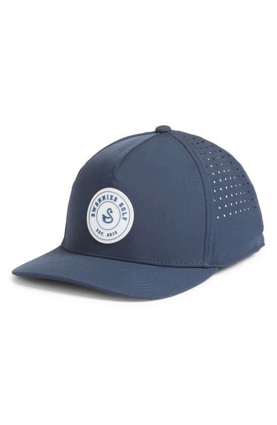 Shop Swannies Wade Ventilated Golf Snapback Baseball Cap In Navy-white