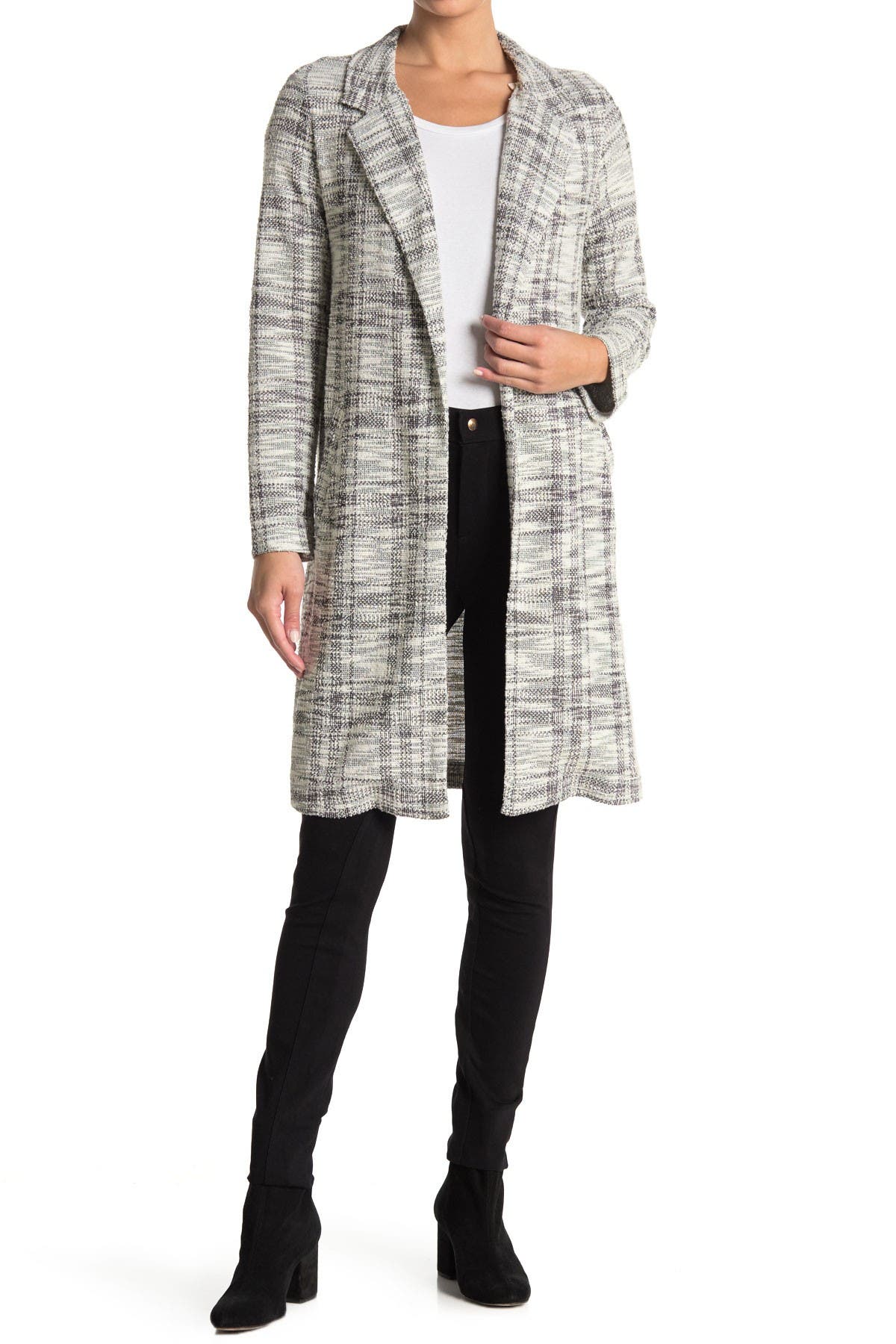 melloday plaid notch lapel long jacket