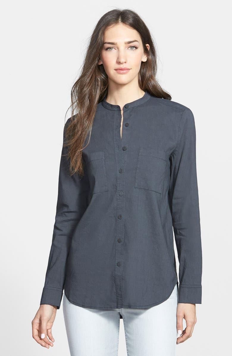 Eileen Fisher Linen Blend Mandarin Collar Shirt (Online Only) | Nordstrom