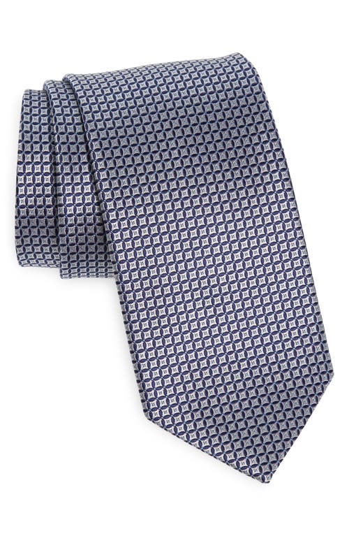 David Donahue Neat Silk Tie In Blue