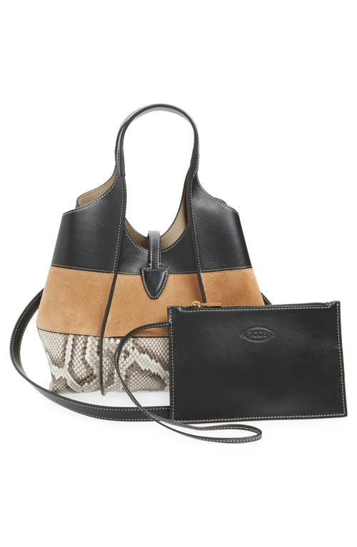 Tod's Tsb Snake-print Leather Hobo Bag In Nero/kenia/roccia