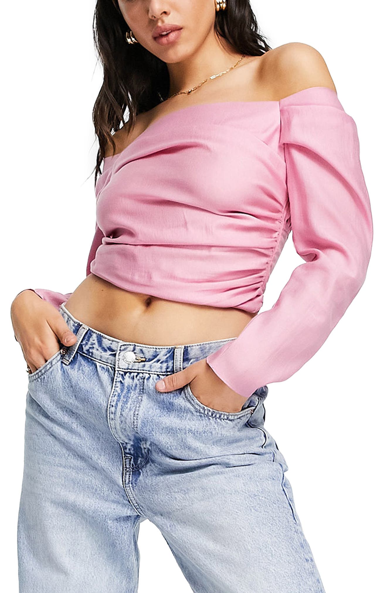 Topshop Long Sleeve Off the Shoulder 