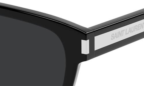 Shop Saint Laurent 57mm Rectangular Sunglasses In Black