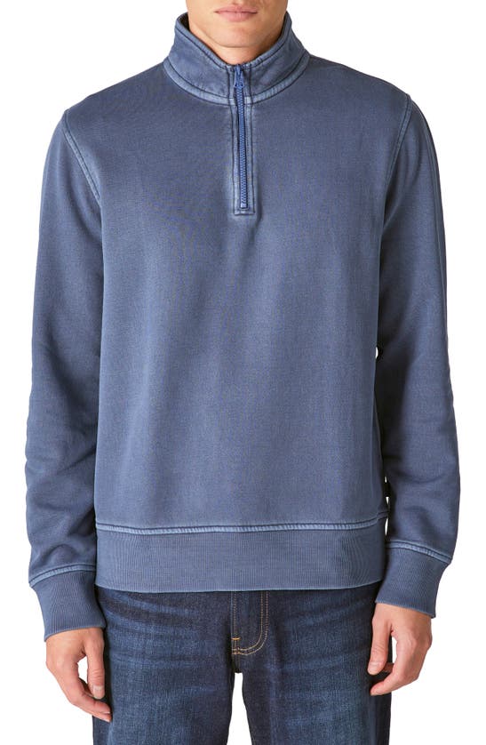 Lucky Brand Cloud Fleece Half Zip Mock Neck Sweatshirt In Blue