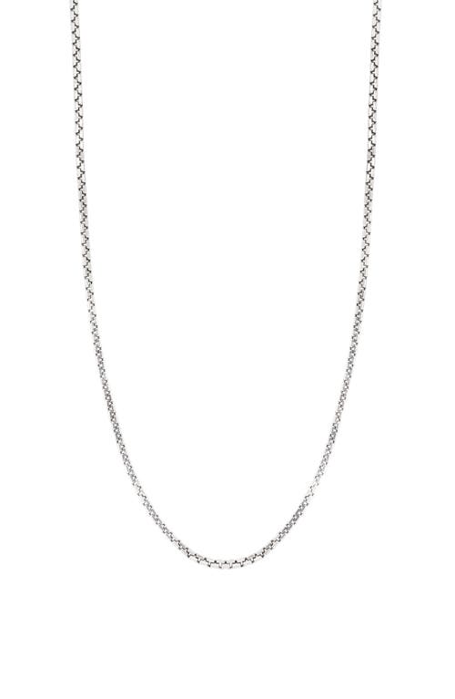Men's 14K Gold Box Chain Necklace in White Gold