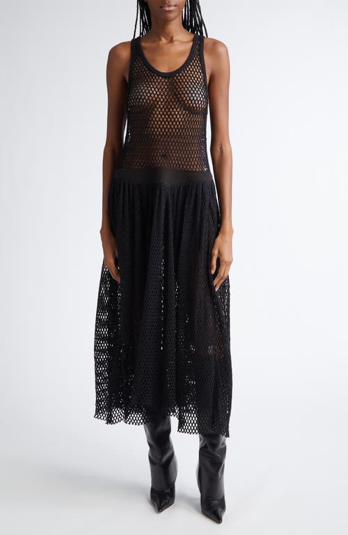 Diotima Pocomania Cotton Fishnet Midi Dress in Black 