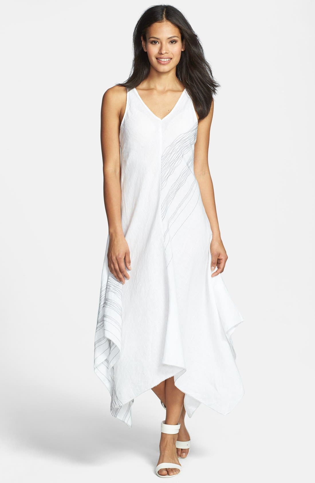 Eileen Fisher Asymmetrical VNeck Linen Dress Nordstrom