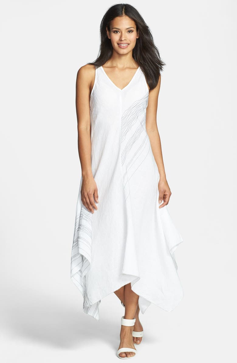 Eileen Fisher Asymmetrical V-Neck Linen Dress (Regular & Petite ...