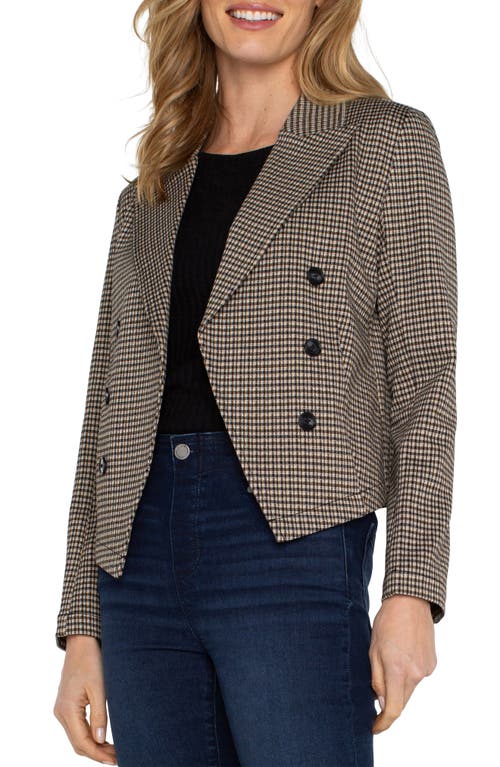 Shop Liverpool Los Angeles Open Front Blazer In Black/tan Checkered