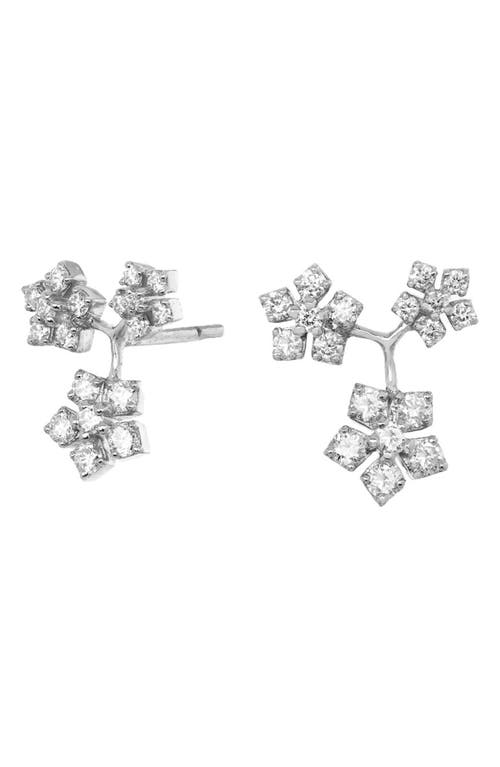 Sethi Couture Enchanted Garden Diamond Flower Stud Earrings in White Gold 