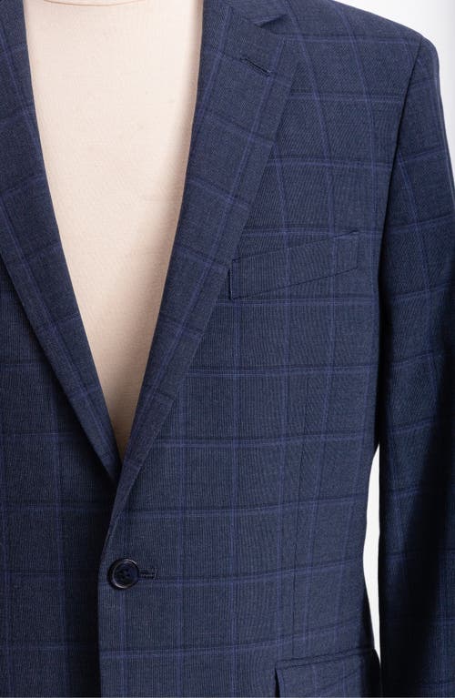 Savile Row Co Windowpane Plaid Tailored Fit Suit In Blue