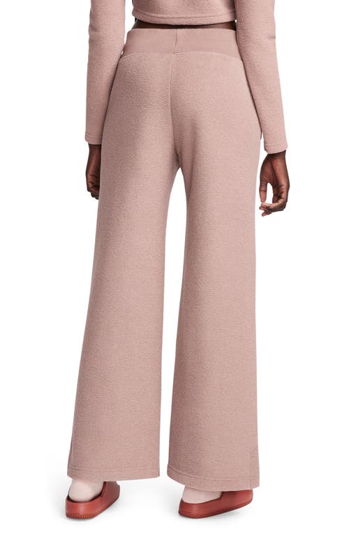 Shop Nike Sportswear Phoenix Plush High Waist Wide Leg Fleece Pants In Smokey Mauve/black