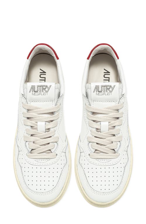 Autry Low-top Sneakers With Smooth Leather Upper And Perforated Detailing In White Leather/red