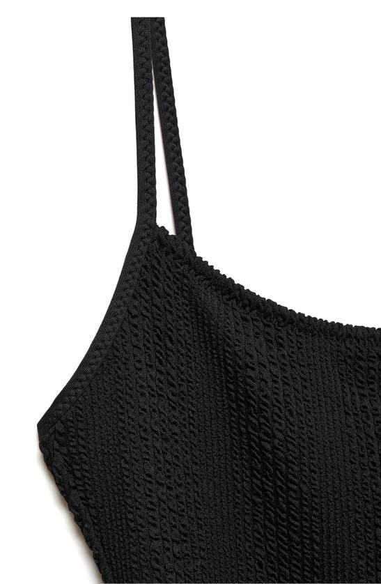 Shop Mango Textured One-piece Swimsuit In Black