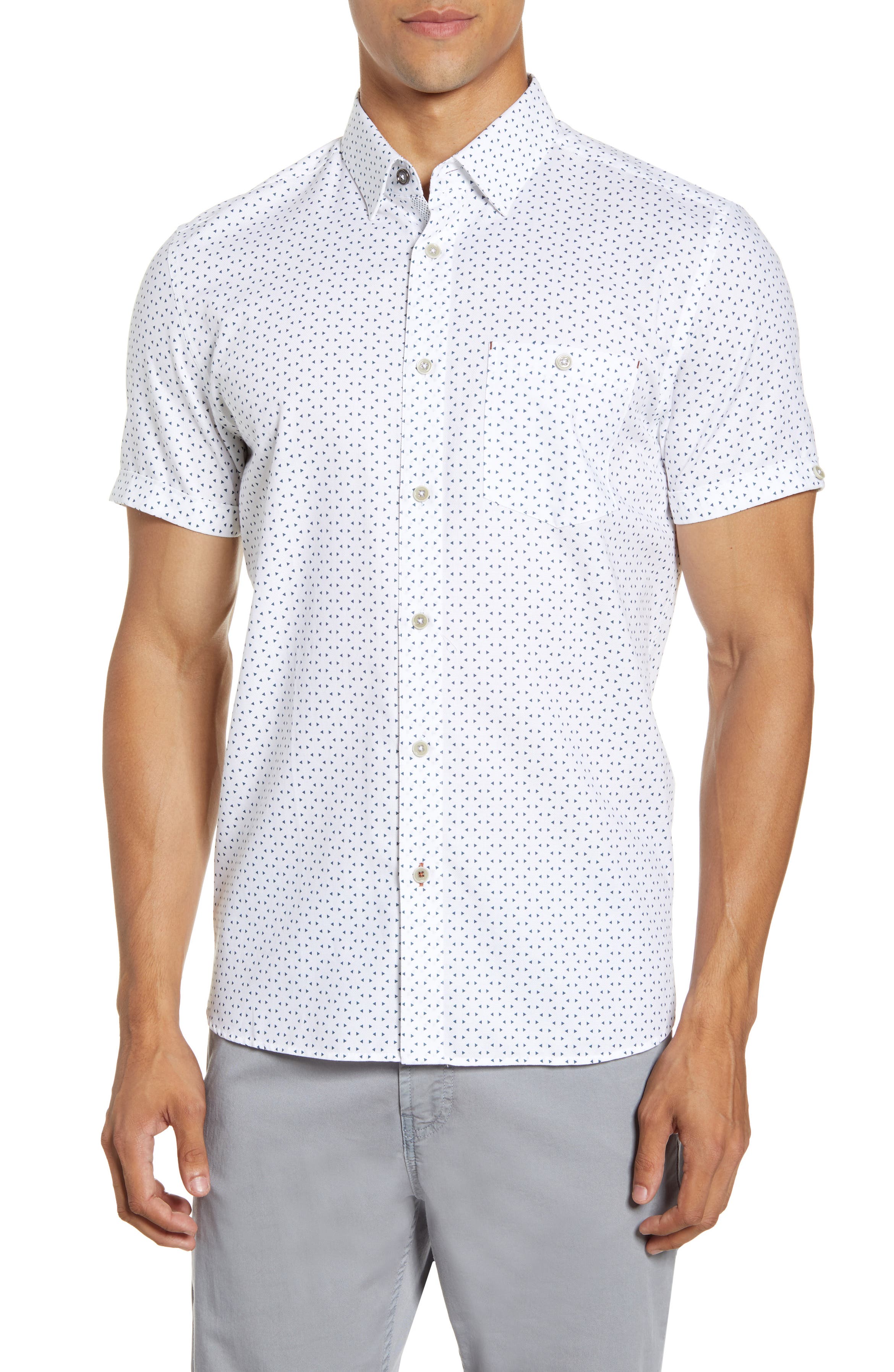 Ted Baker London Slim Fit Triangle Print Short Sleeve Button-Up Shirt ...