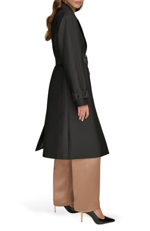 Donna Karan New York Water Resistant Single Breasted Trench Coat In Black