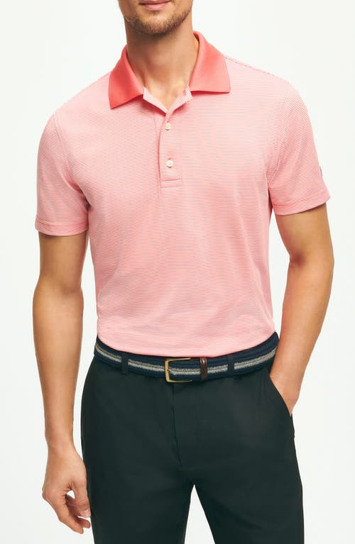 Brooks Brothers Stripe Performance Golf Polo In Coral