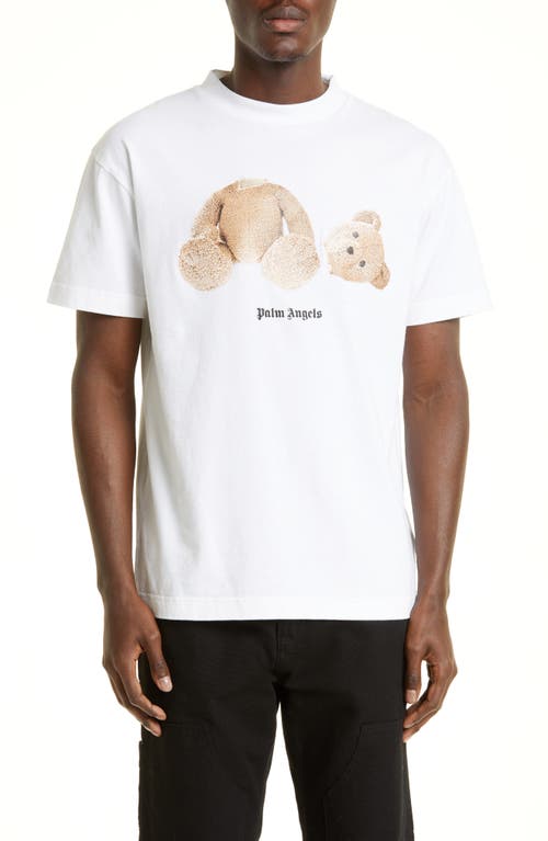Palm Angels Headless Bear Cotton Graphic Tee in White Brown