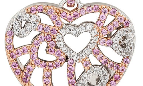 Suzy Levian Pavé Sapphire & Brown Diamond Heart Pendant Necklace In Pink