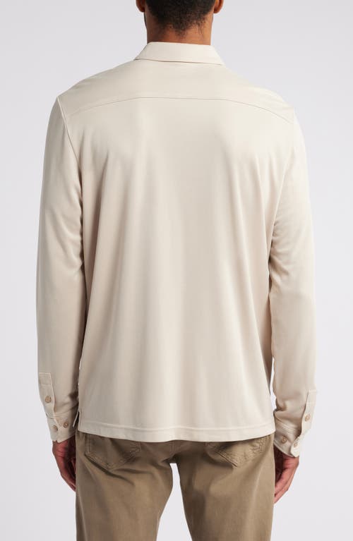 Johnston & Murphy Vintage Wash Knit Button-up Shirt In Tan