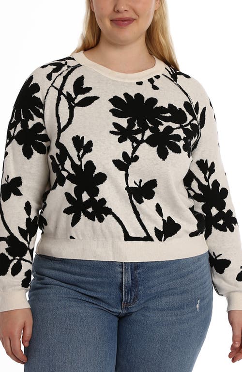 MINNIE ROSE Floral Cotton & Cashmere Crewneck Sweater at Nordstrom,
