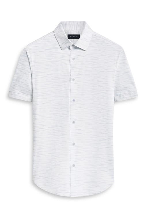 Shop Bugatchi Miles Ooohcotton® Mélange Print Short Sleeve Button-up Shirt In White