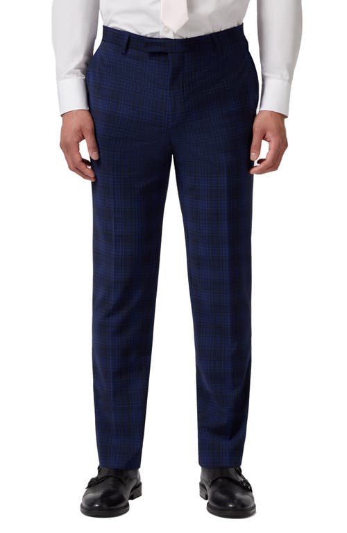 Twisted Tailor Barlow Slim Fit Plaid Stretch Pants In Navy