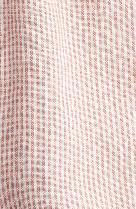 Shop Caslon (r) Stripe Long Sleeve Linen Blend Romper In Pink- Ivory Leah Stripe