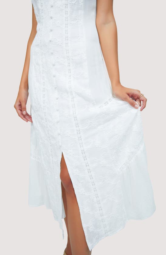 Shop Lost + Wander Sundrenched Floral Cotton Embroidery Midi Dress In White