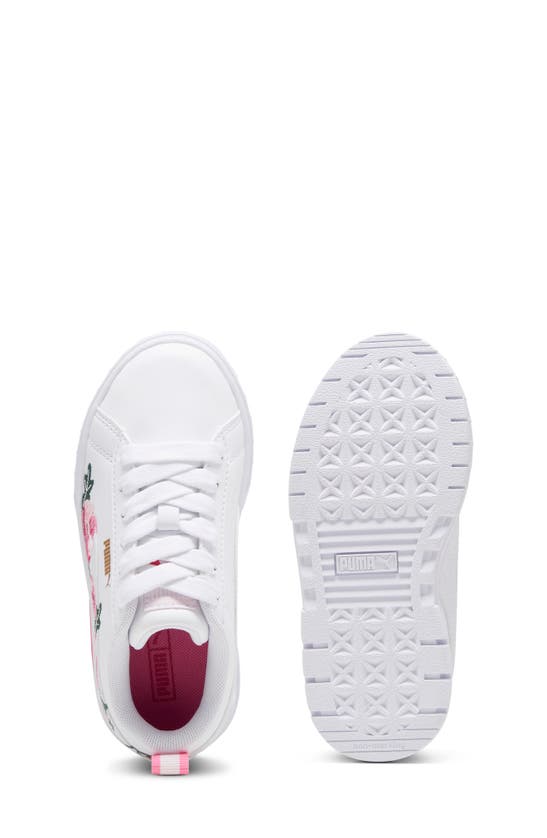 Shop Puma Gender Inclusive Mayze Embroidered Sneaker In  White-fast Pink-vine