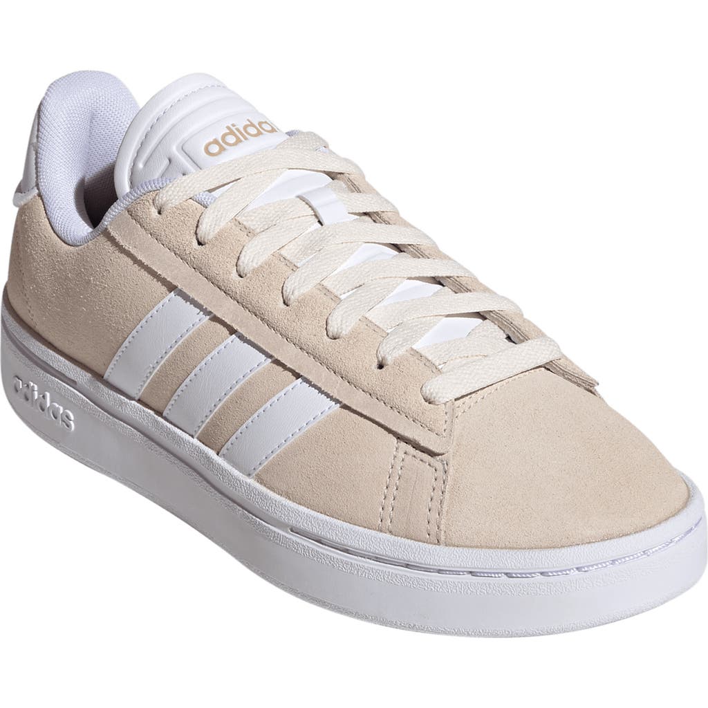 Adidas Originals Women's Grand Court Alpha Cloudfoam Lifestyle Comfort Casual Sneakers From Finish Line In White/white/beige
