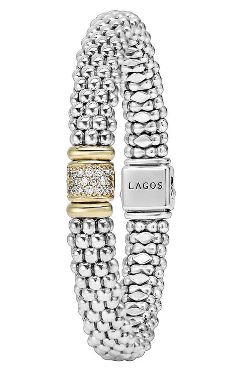 Lagos 18k Yellow Gold And Sterling Silver Caviar Rope Bracelet With Diamonds In Sterling Silver/gold