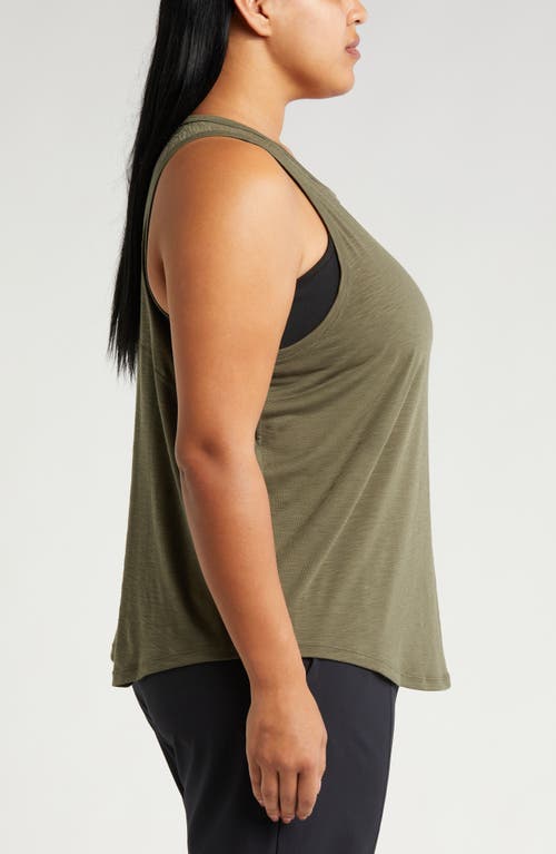 Shop Zella Spark Slub Jersey Tank In Olive Night