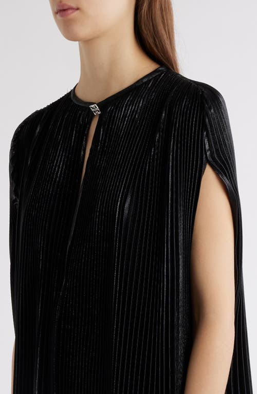 Shop Givenchy Pleated Silk Blend Twill Cape Dress In Black