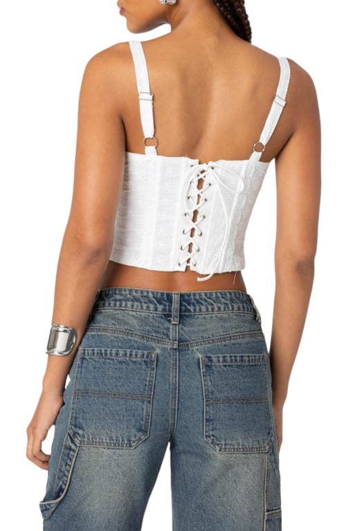 EDIKTED EDIKTED GARDEN GIRL EYELET LACE CORSET TOP