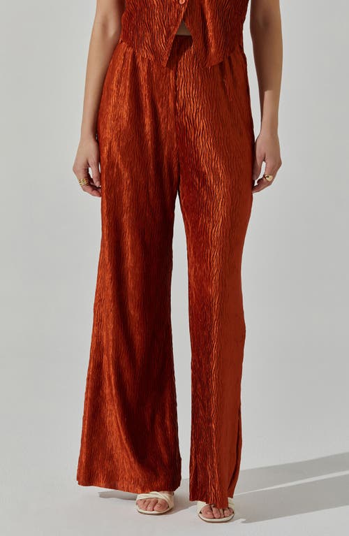 Shop Astr The Label Plissé Wide Leg Pants In Rust