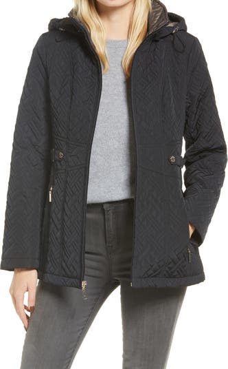 Esprit quilted coat with hood in black - ShopStyle