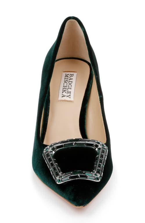 Shop Badgley Mischka Collection Aubree Pointed Toe Pump In Emerald Velvet