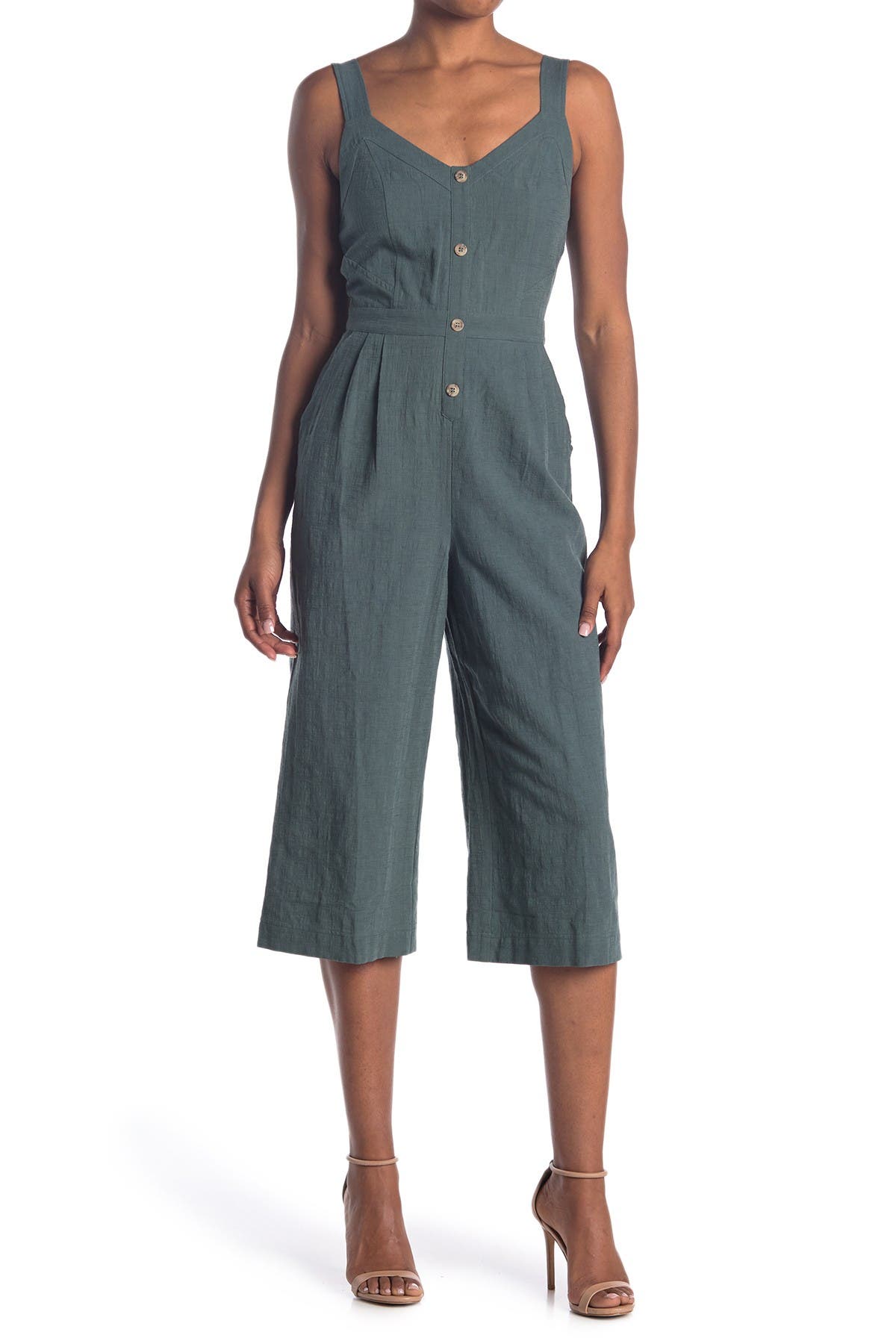 v neck linen jumpsuit