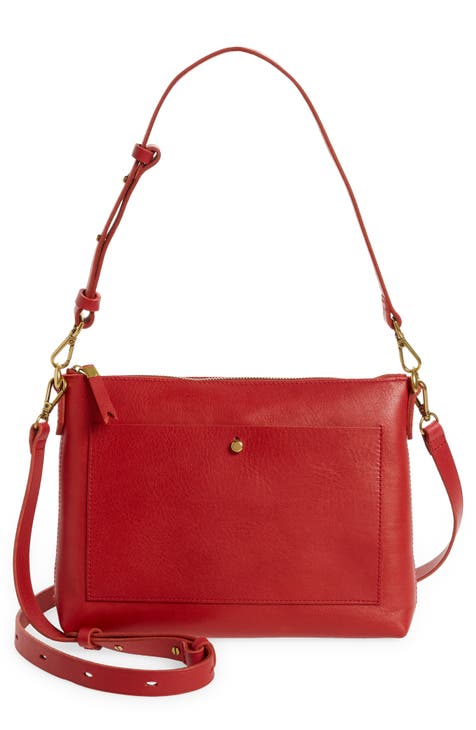 RED and Square Purse Small Crossbody Bag Women Bright Red 