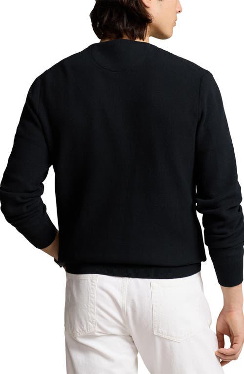Polo Ralph Lauren Blue Crewneck Sweater With Pony Logo Embroidered On The Front In Black