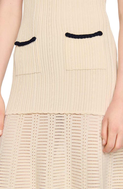 Shop Sandro Pointelle Knit Dress In Ecru