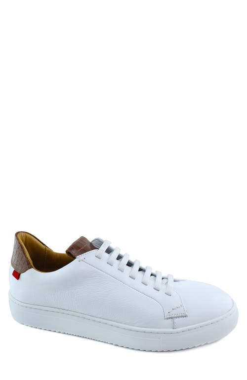 Marc Joseph New York Allen Street Sneaker In White Grainy/havana Croco