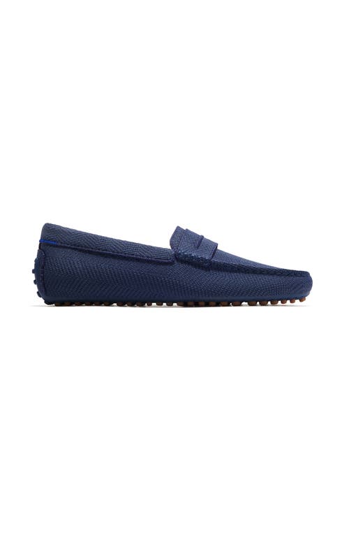 Shop Rothys Rothy's The Driving Loafer In Navy Herringbone