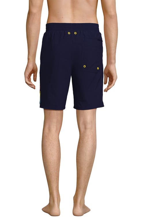 Shop Lands' End 9" Volley Swim Trunks In Deep Sea Navy Colorblock