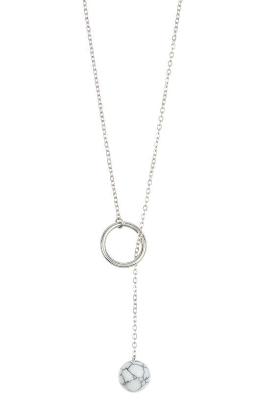 Knotty Lariat Necklace In Rhodium